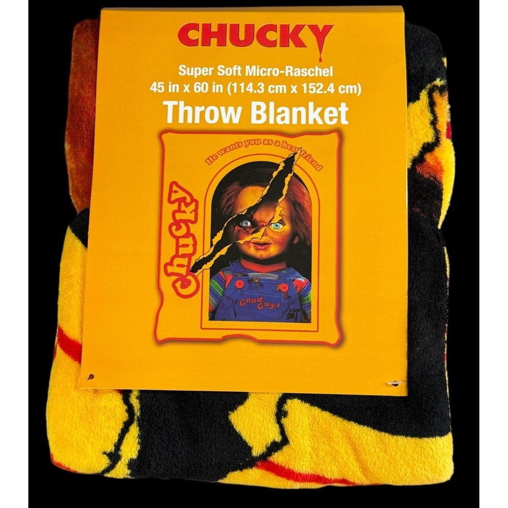 Licensed Child's Play Good Guys Doll Chucky Soft Plush Throw Blanket New Horror